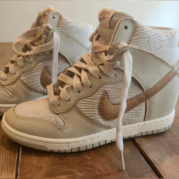 Nike Dunks Sky Hi-Light Bone Metallic Red Bronze Sneakers, Women Size 6 - Picture 1 of 5